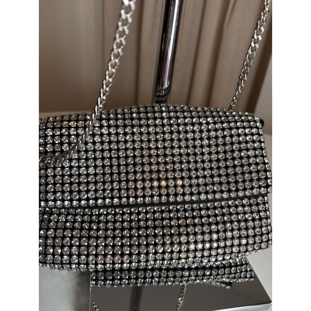Sondra Roberts "Scarlet Grace" black evening rhinestone clutch/ shoulder bag.